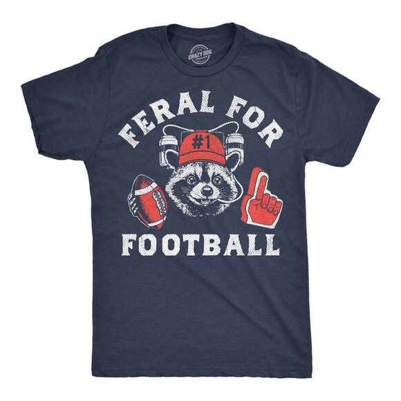 Crazy Dog T-Shirts Other - Mens Funny T Shirts Feral For Football Sarcastic Raccoon Graphic Novelty Tee For